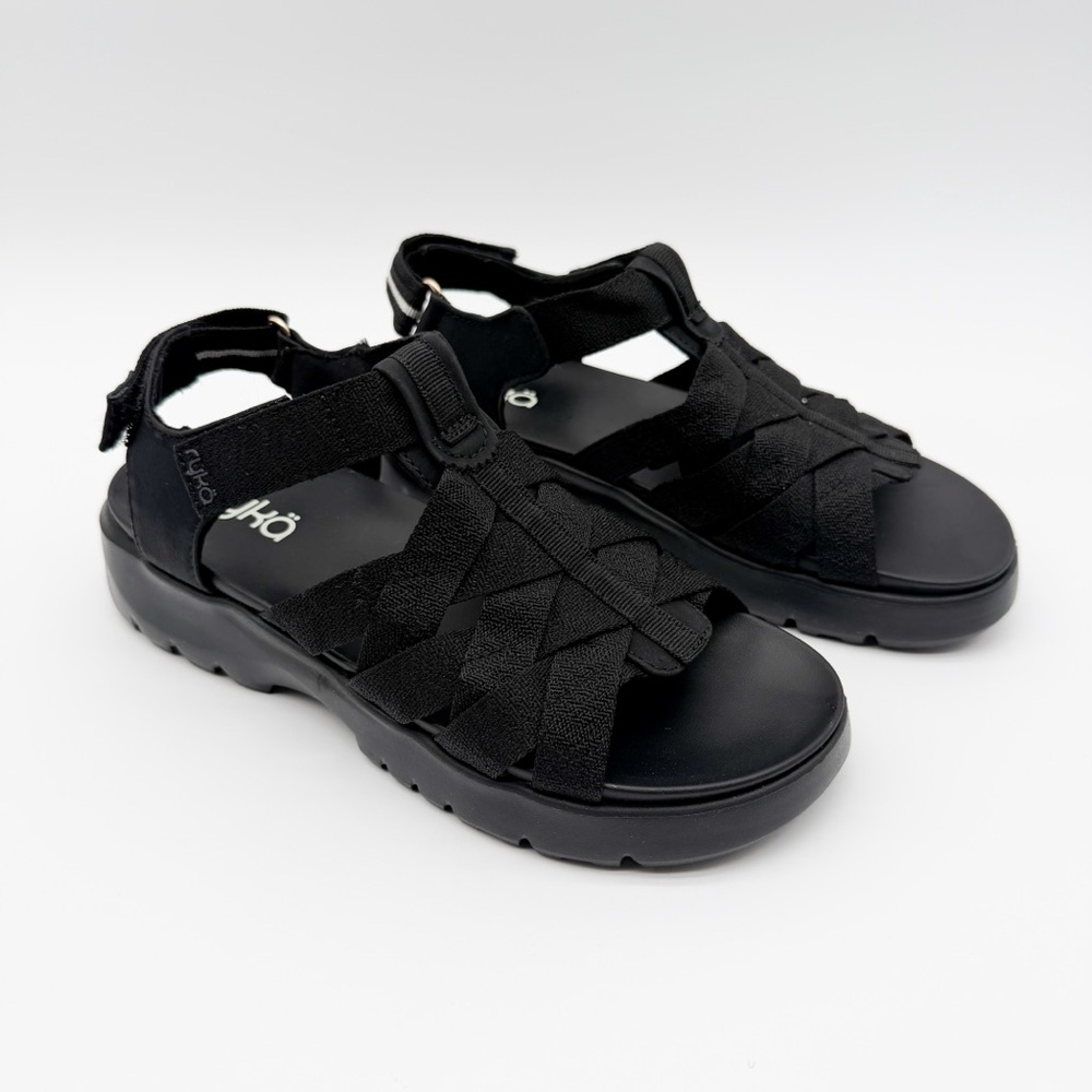 Ryka Blissful Strappy Sport Sandals Adjustable Hook Loop Comfort Black 6.5 NEW - Picture 4 of 15